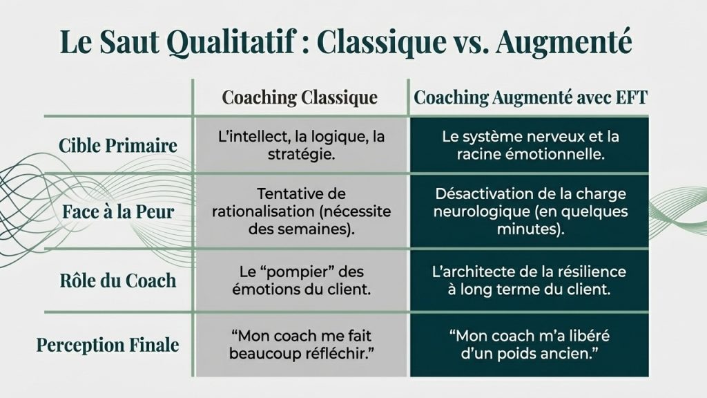 tableau faisant la comparaison de l'efficacité de l'EFT en coaching